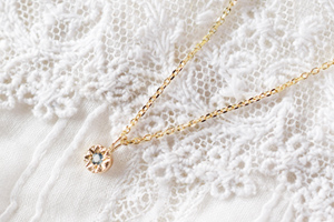 オーダーメイド・ネックレス・K10イエローゴールド＆アクアマリン