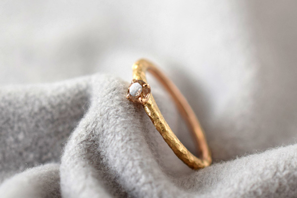 プシュケーオリジナルリング《Solitare》ソリティアブラウンダイアモンドリング