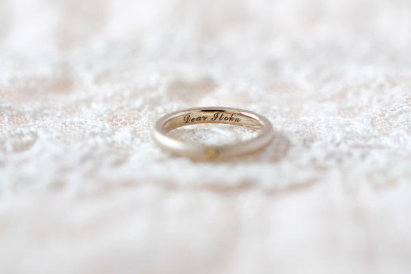 誕生石「シトリン」とK18シャンパンゴールドのベビーリング。お名前のメッセージが内側に刻印してあります。＊静岡県浜松市ジュエリープシュケー