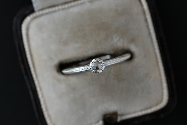 ローズカットブラウンダイアモンド・スターリングシルバー・ミルグレイン・リング・指輪・シャビーシック・アンティーク調・1点もの