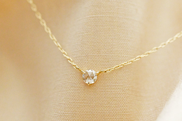ネックレス・ローズカットダイアモンド・K10イエローゴールド・シンプルデザイン・ミニマルデザイン・1点もの・＊静岡県浜松市ジュエリープシュケー