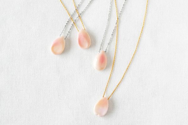 花びら・ネックレス・K14ゴールドフィルド・ロジウムコーティング・1点もの・＊静岡県浜松市ジュエリープシュケー